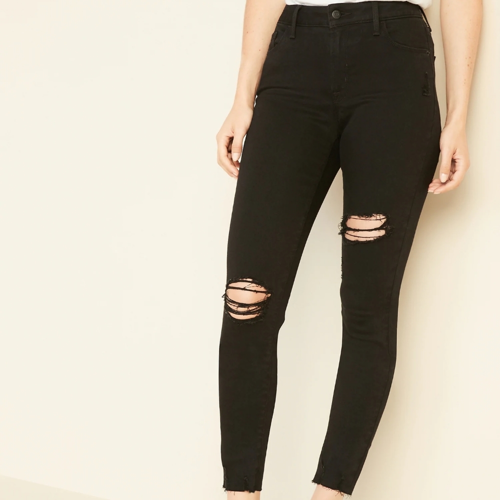 High Waisted Distressed Skinny Jeans